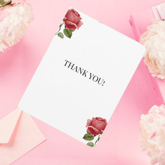White Rose Romantic Wedding Thank You Card