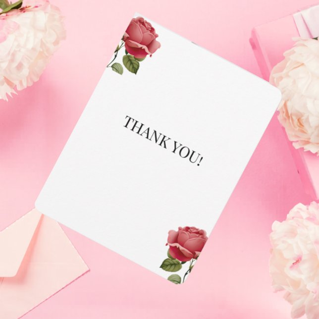 White Rose Romantic Wedding Thank You Card (Creator Uploaded)