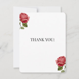 White Rose Romantic Wedding Thank You Card