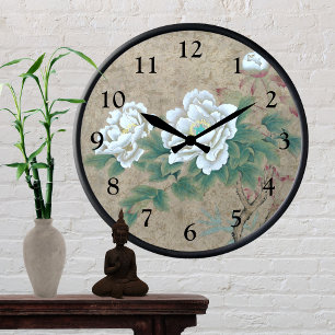 White Rose Round Clock