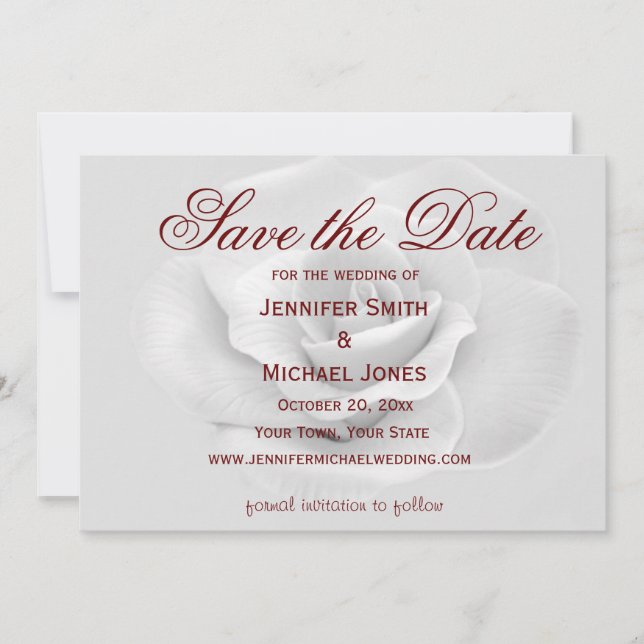 White Rose  Save the Date (Front)