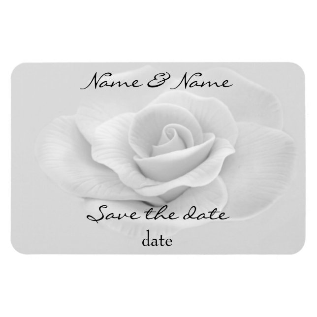 white rose save the date magnet (Horizontal)