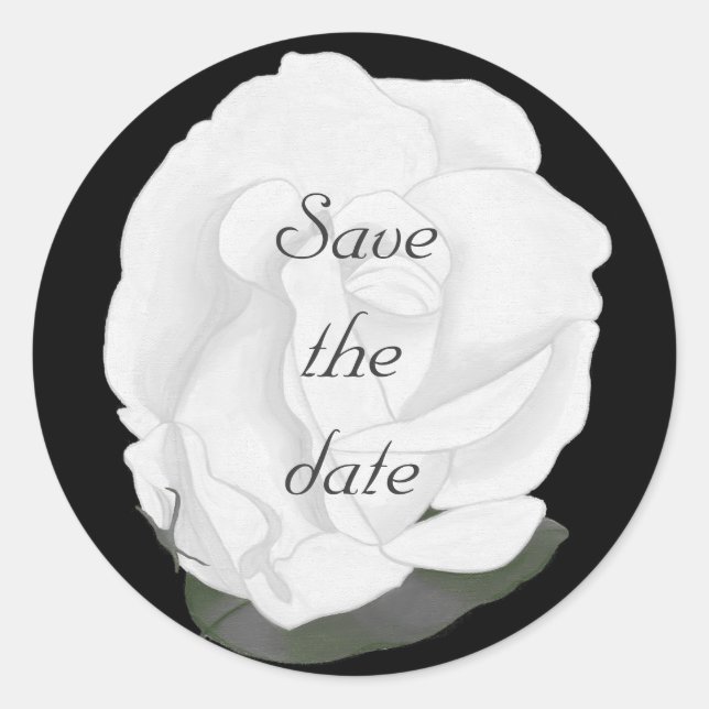 White Rose Save the date Stickers (Front)