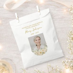 White rose Seed Packet Memorial Funeral Favor Bag