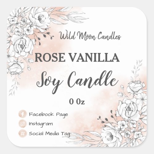 White Rose Soy Candle Product Labels
