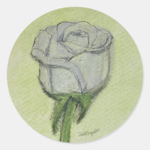 White Rose Sticker hand drawn original artwork.