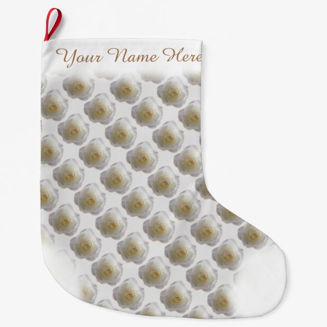 White Rose Stocking Rose Christmas Stocking Custom (Front)