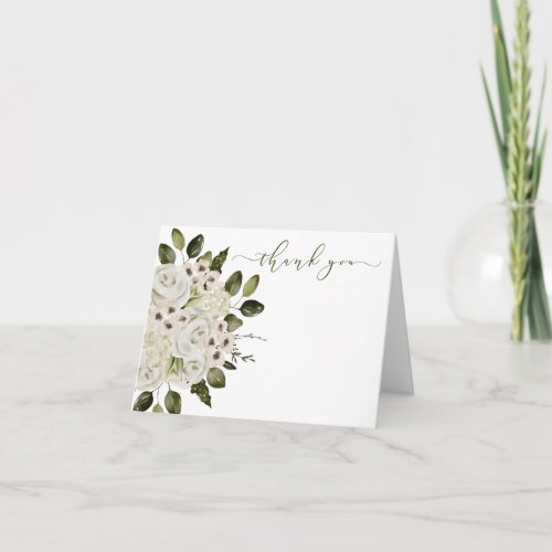 White Rose Thank You Card