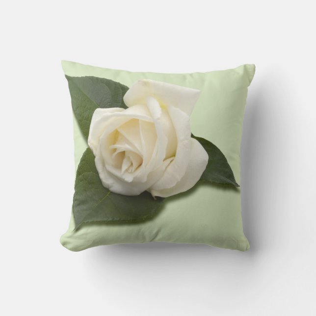 White Rose Throw Pillow (Front)