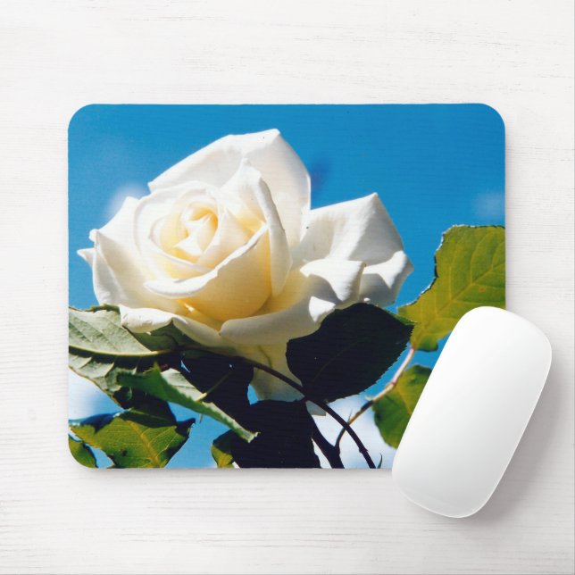 White rose under blue sky  mouse pad (With Mouse)