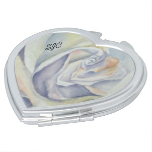 WHITE ROSE VALENTINE COMPACT MIRROR