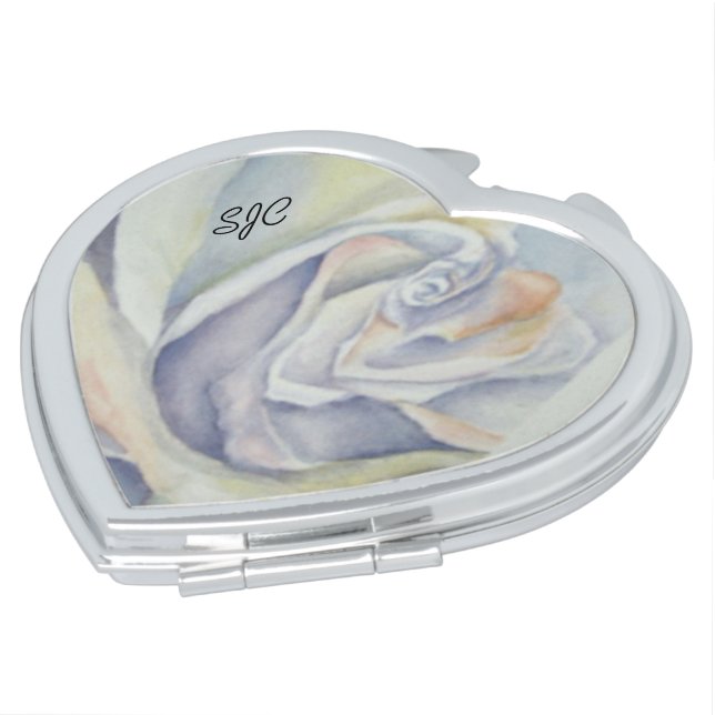 WHITE ROSE VALENTINE COMPACT MIRROR (Turned)