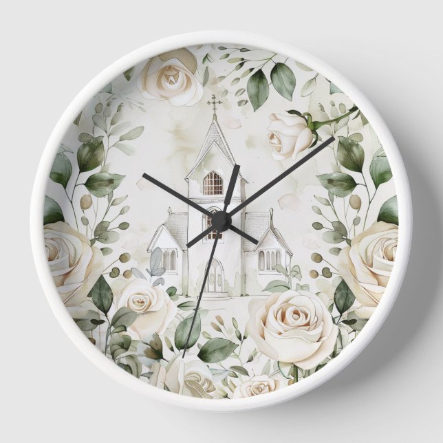 White Rose Wall Clock (Front)