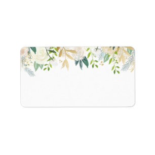 White Rose Watercolor Blank Address Label