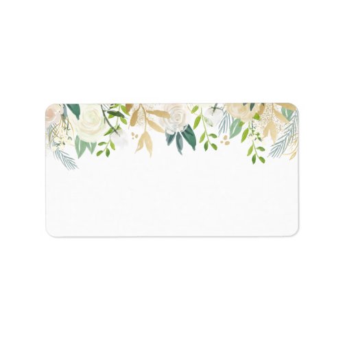 White Rose Watercolor  Blank Address Label