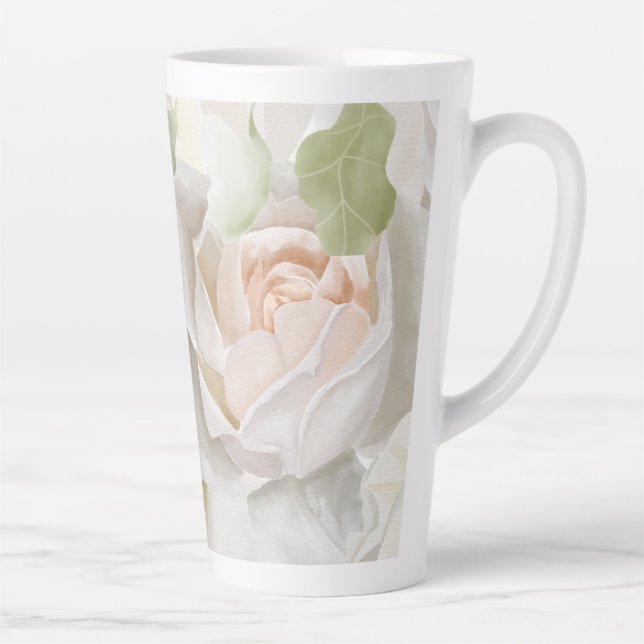 WHITE ROSE WATERCOLOR LATTE MUG (Right)