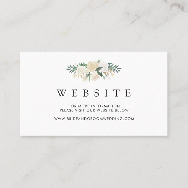 White Rose Watercolor | Website Business Card (Front)