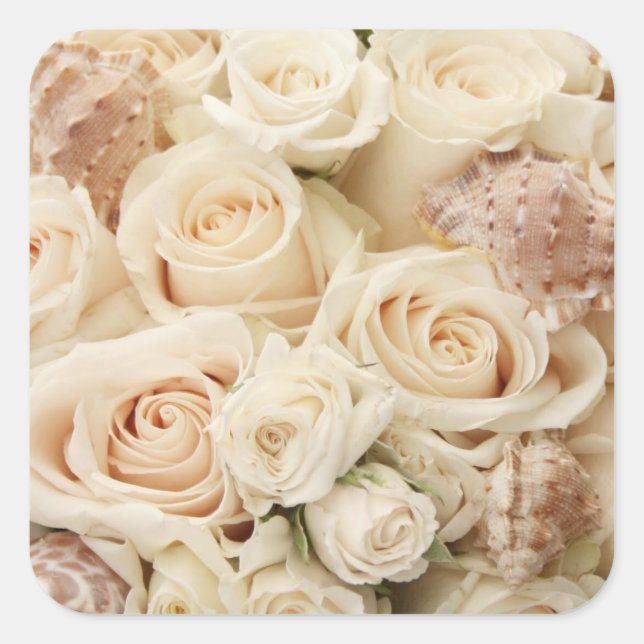 White Rose Wedding Envelope Seal Stickers (Front)