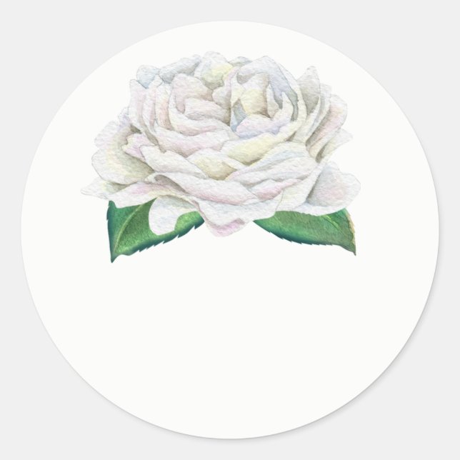 White Rose Wedding Favor Stickers (Front)