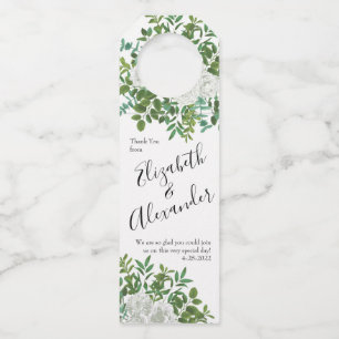 White Rose Wedding Floral Classic Bottle Hanger Tag