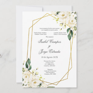 White Rose Wedding Invitation