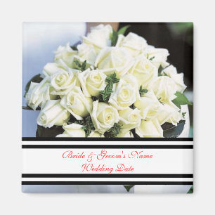 White Rose Wedding Magnet Favor Template