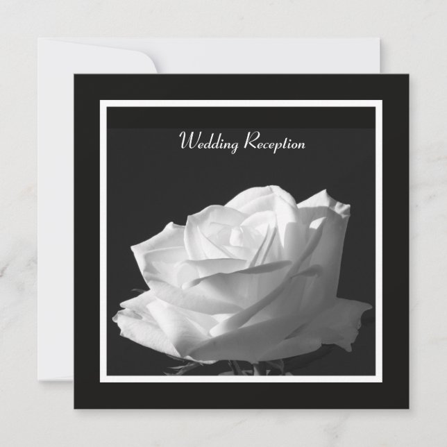 White Rose Wedding Reception Only Invitation (Front)