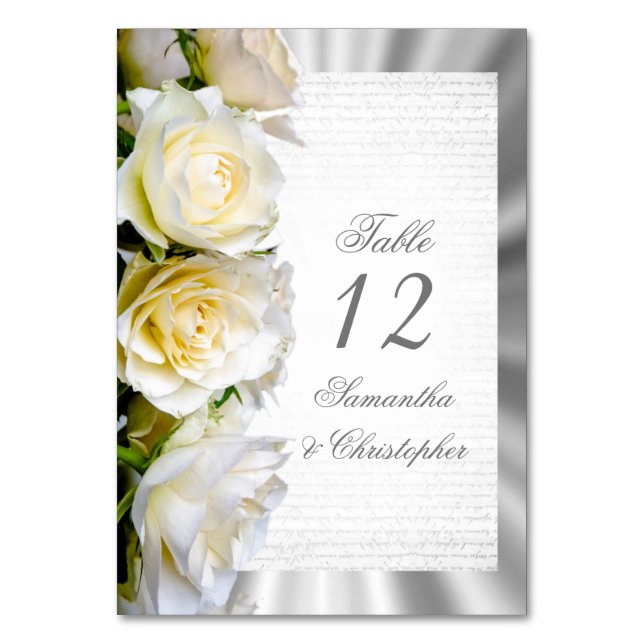 White rose wedding table number (Front)