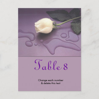 White Rose Wedding Table Number Postcard