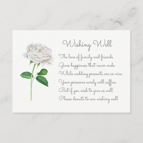 White Rose Wedding Wishing Well Cards