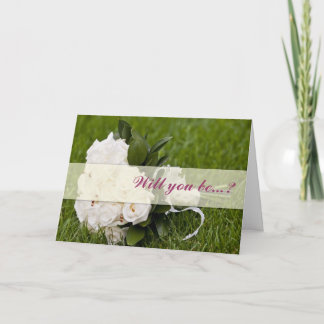 White rose Will you be my bridesmiad card