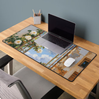 White Rose Window Desk Mat