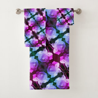 White Rose With Raindrops Abstract Floral Art Bath Towel Set