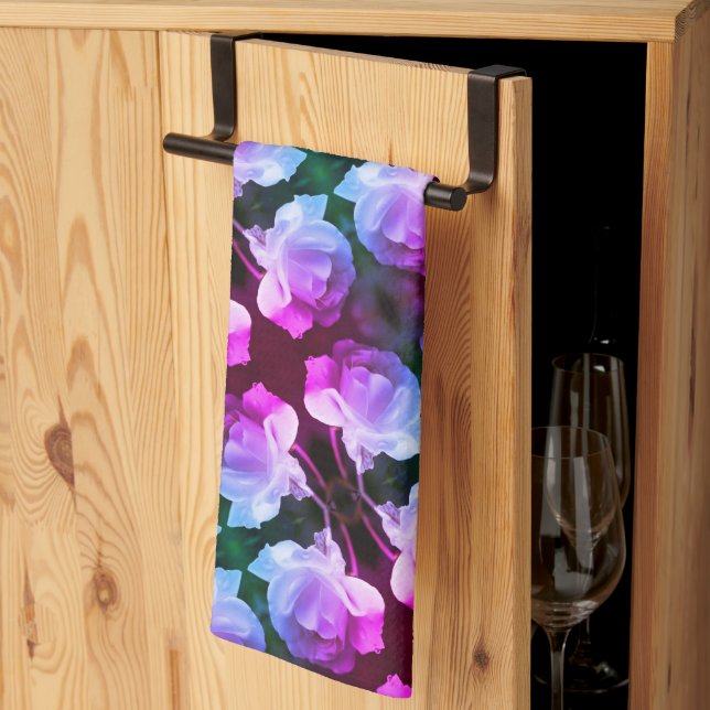 White Rose With Raindrops Abstract Floral Art    Kitchen Towel (Thirds Fold)