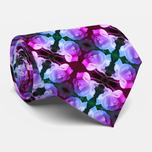 White Rose With Raindrops Abstract Floral Art Neck Tie