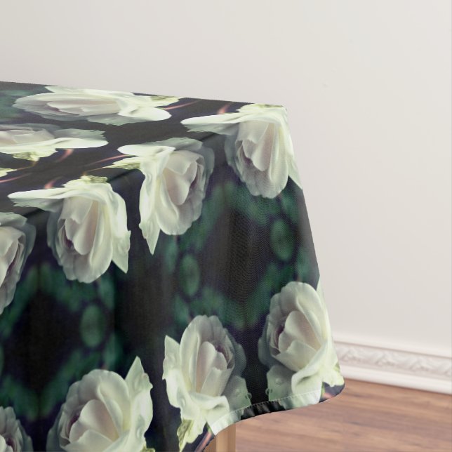 White Rose With Raindrops Abstract  Tablecloth (In Situ)