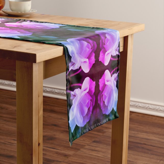 White Rose With Raindrops Abstract Tinted   Short Table Runner (In Situ)