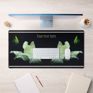 White Rosebud Flower Personalized Desk Mat