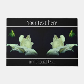 White Rosebud Flower Pesonalized Doormat