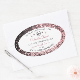 White Rosegold Glitter Product Label Logo Diamonds