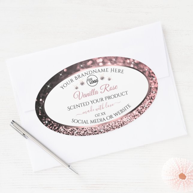 White Rosegold Glitter Product Label Logo Diamonds (Envelope)