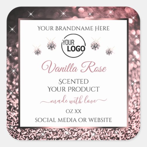 White Rosegold Glitter Product Label Logo Diamonds
