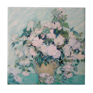 White Roses-1890-Vincent van Gogh Ceramic Tile