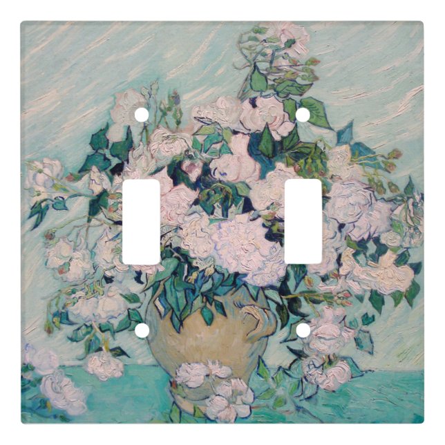 White Roses-1890-Vincent van Gogh  Light Switch Cover (Front)
