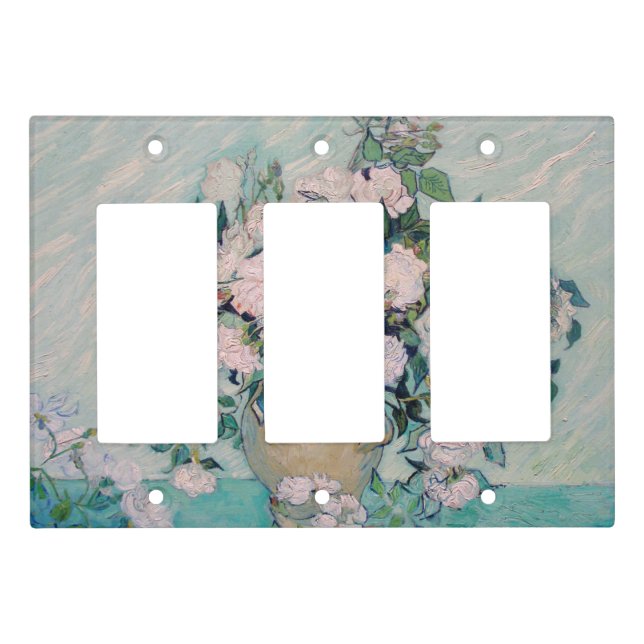 White Roses-1890-Vincent van Gogh  Light Switch Cover (Front)