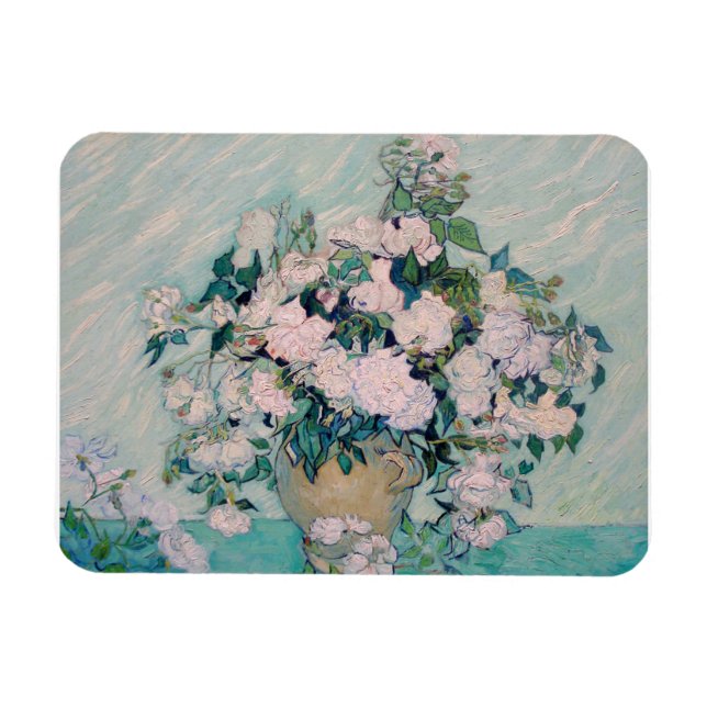 White Roses-1890-Vincent van Gogh  Magnet (Horizontal)