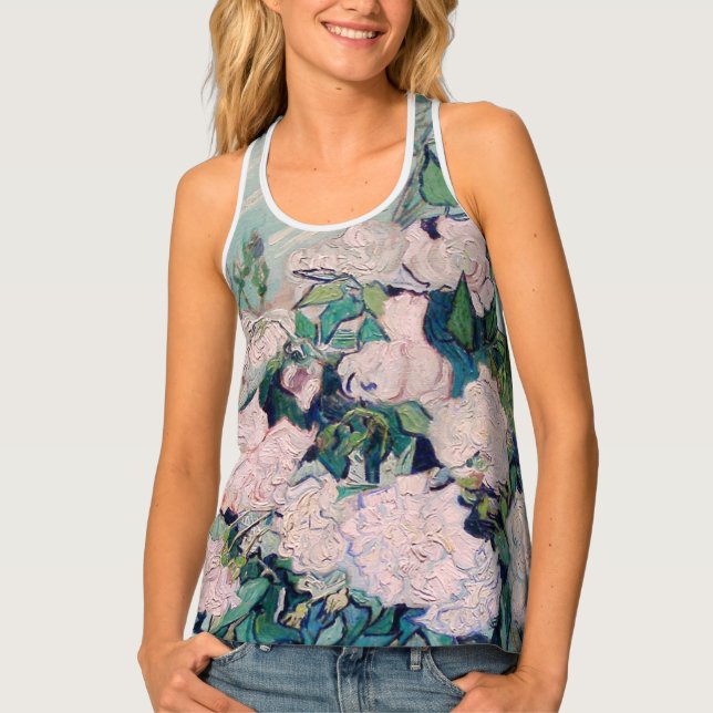 White Roses-1890-Vincent van Gogh   Tank Top (Front)
