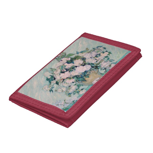 White Roses-1890-Vincent van Gogh   Trifold Wallet (Bottom)