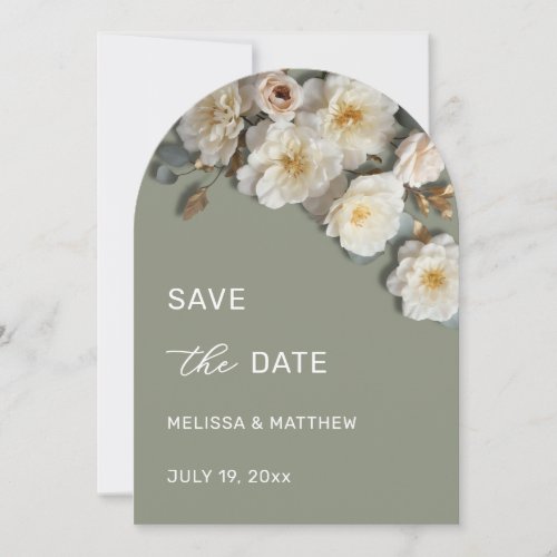 White Roses 3D Flowers Save The Date
