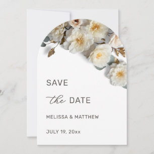 White Roses 3D Flowers Save The Date